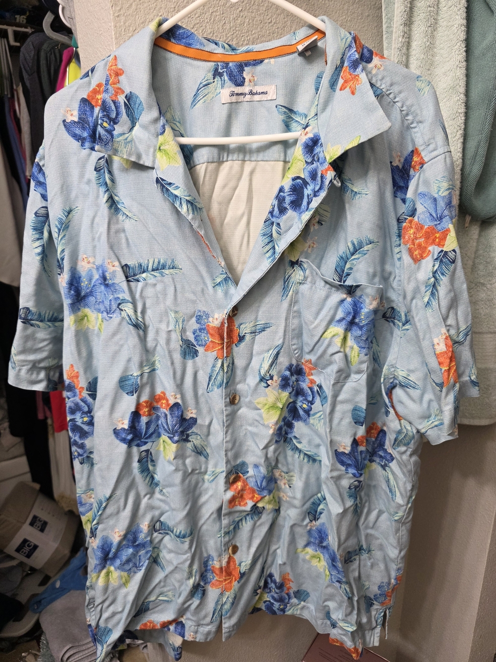 Tommy Bahama Light Blue Floral Hawaiian Shirt